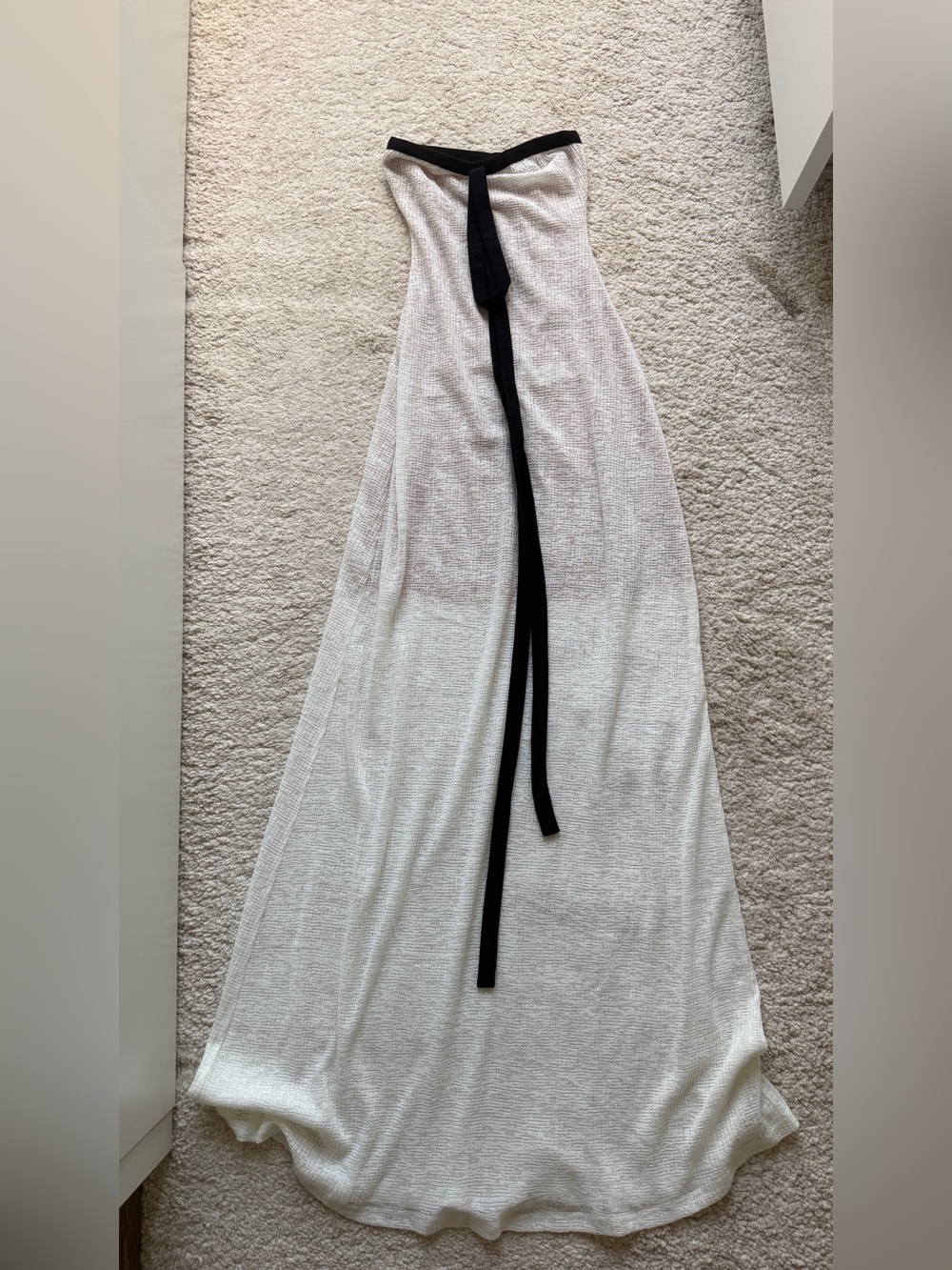 White Maxi Dress with Black Halter Tie | Elegant Summer Dress
